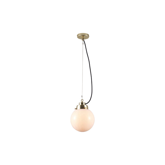 Globe Pendant Light in Opal/Brass (Small).