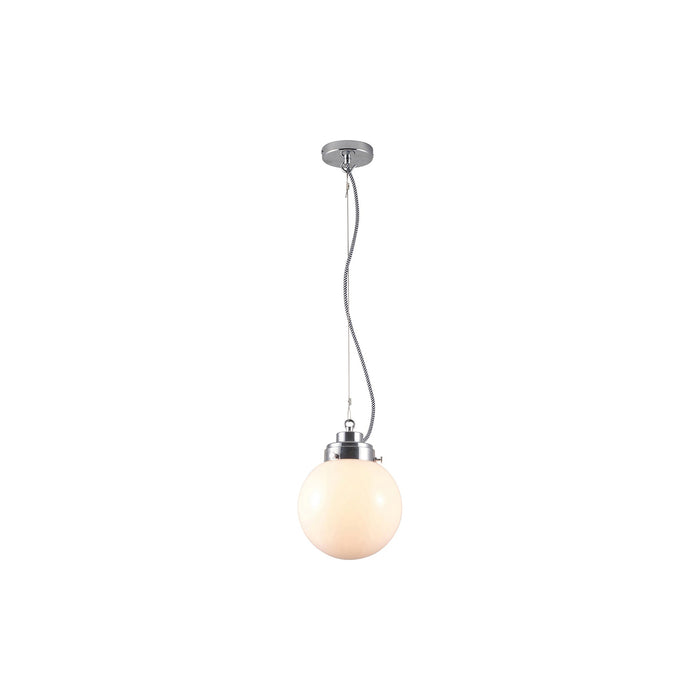 Globe Pendant Light in Opal/Chrome (Small).