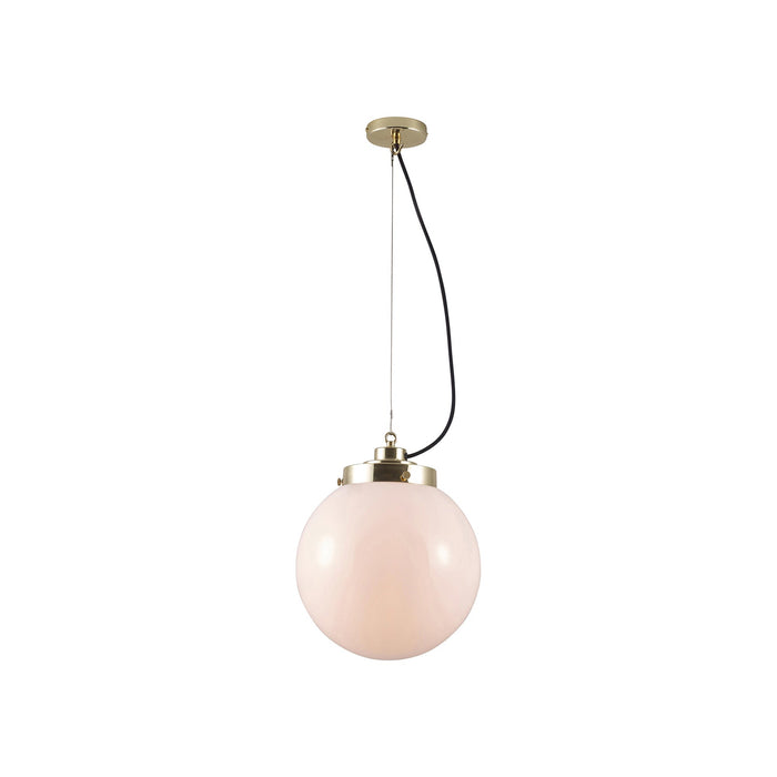 Globe Pendant Light in Opal/Brass (Medium).