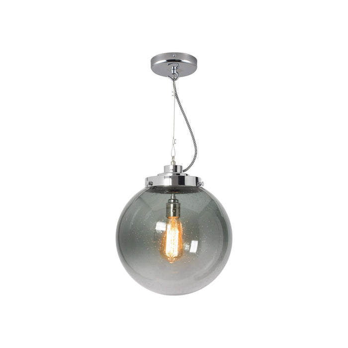 Globe Pendant Light in Seedy Anthracite/Chrome (Medium).