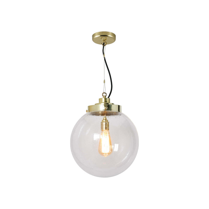 Globe Pendant Light in Seedy Clear/Brass (Medium).