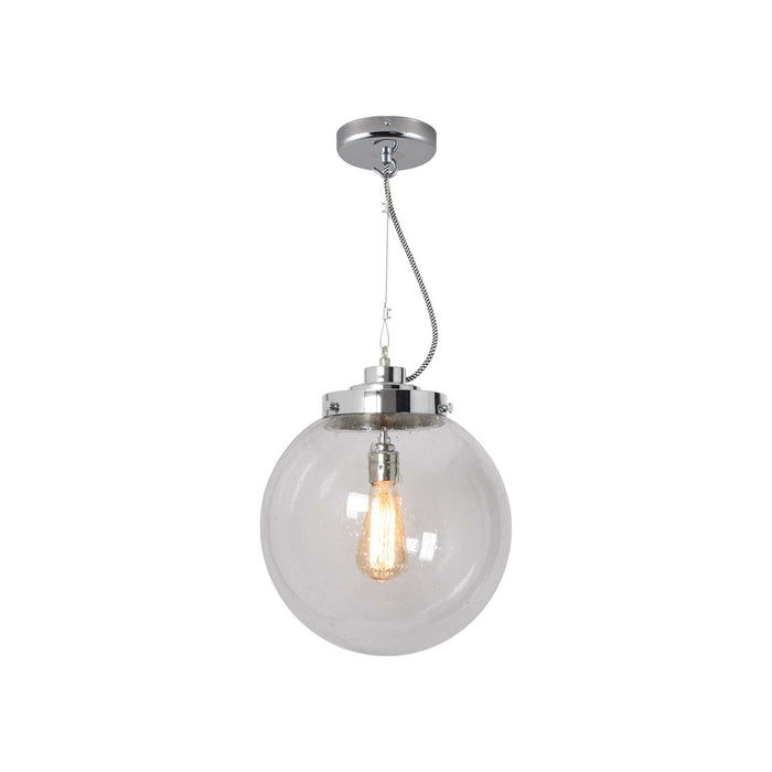 Globe Pendant Light in Seedy Clear/Chrome (Medium).