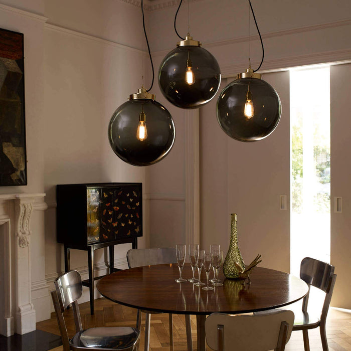 Globe Pendant Light in dining room.