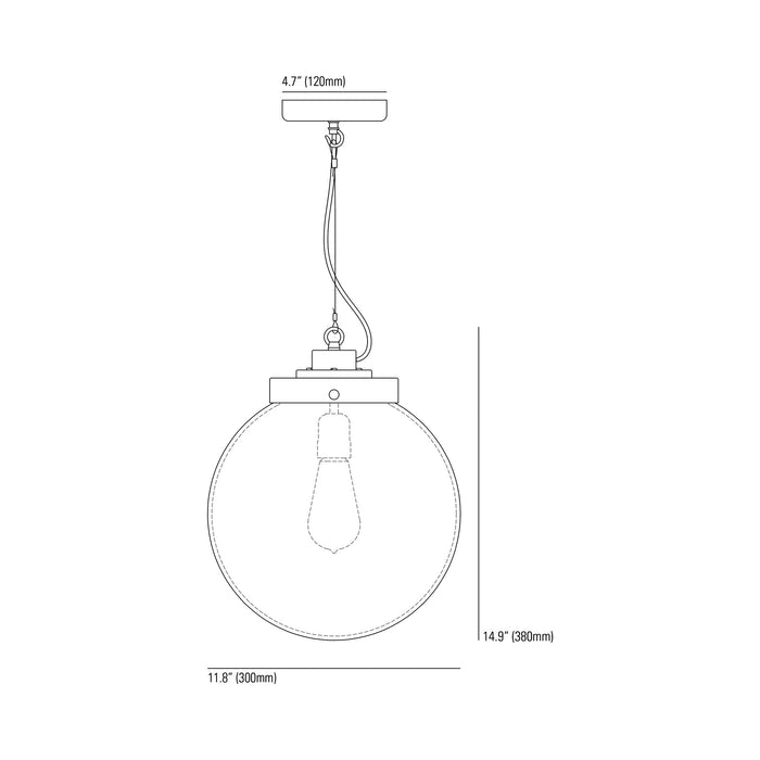 Globe Pendant Light - line drawing.