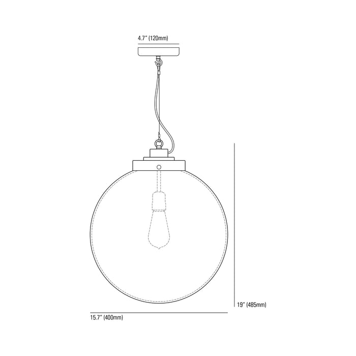 Globe Pendant Light - line drawing.