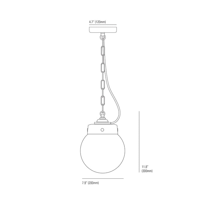 Hampton Pendant Light - line drawing.