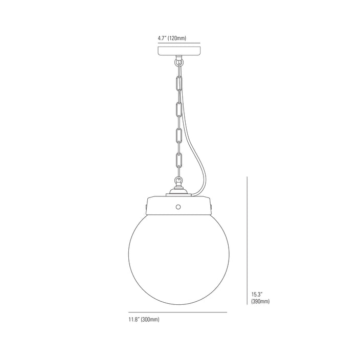 Hampton Pendant Light - line drawing.