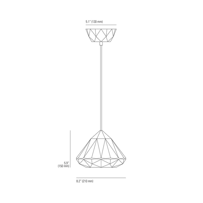 Hatton Pendant Light - line drawing.