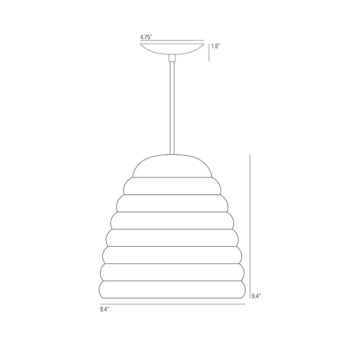 Hector Bibendum Pendant Light - line drawing.