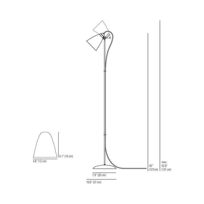 Hector Dome Floor Lamp - line drawing.