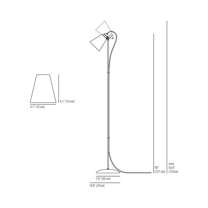 Hector Pleat Floor Lamp - line drawing.