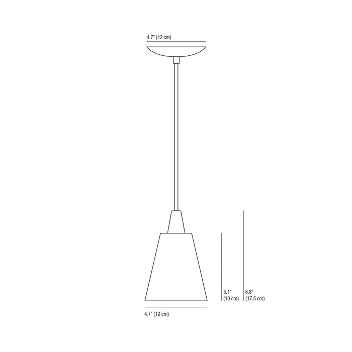 Hector Pleat Pendant Light - line drawing.