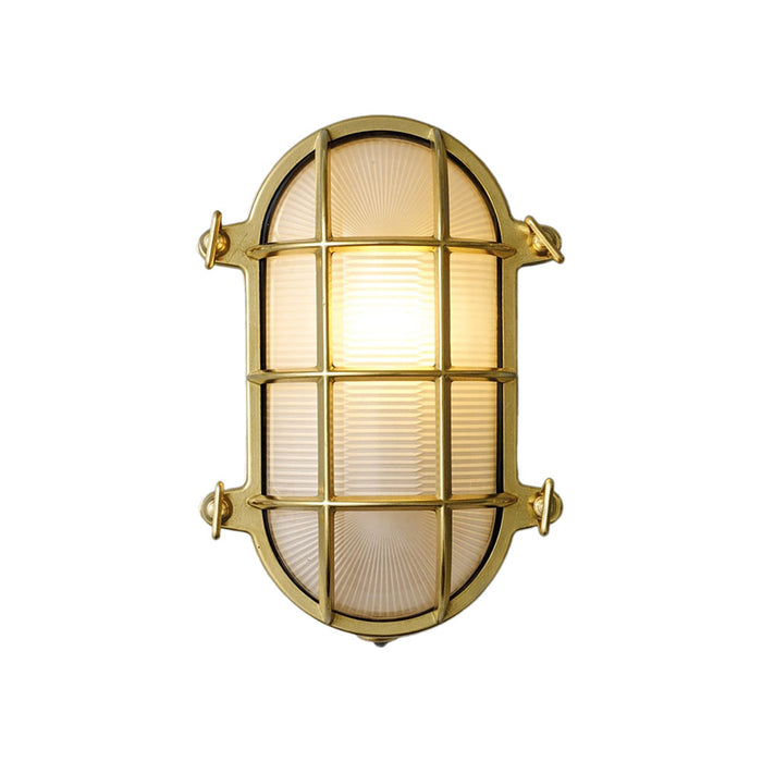 Oval Brass Bulkhead Indoor/Outdoor Wall Light in Polished Brass (Small).