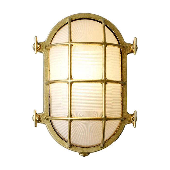 Oval Brass Bulkhead Indoor/Outdoor Wall Light in Polished Brass (Large).