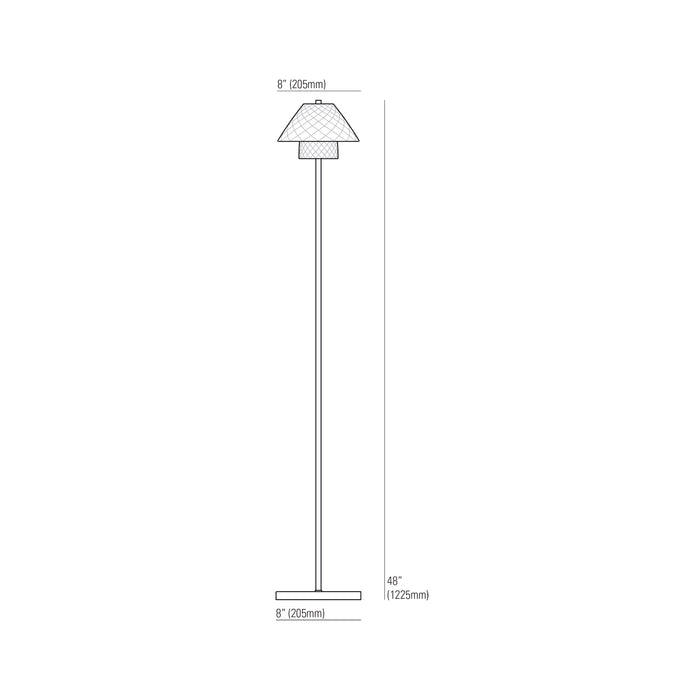 Oxford Floor Lamp - line drawing.