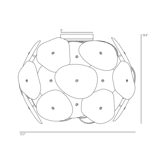 Pebble Flush Mount Ceiling Light - line drawing.