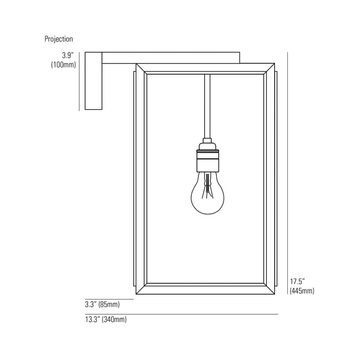 Portico Outdoor Wall Light - line drawing.