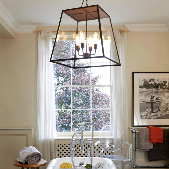 Quad Closed Top Pendant Light in bathroom.