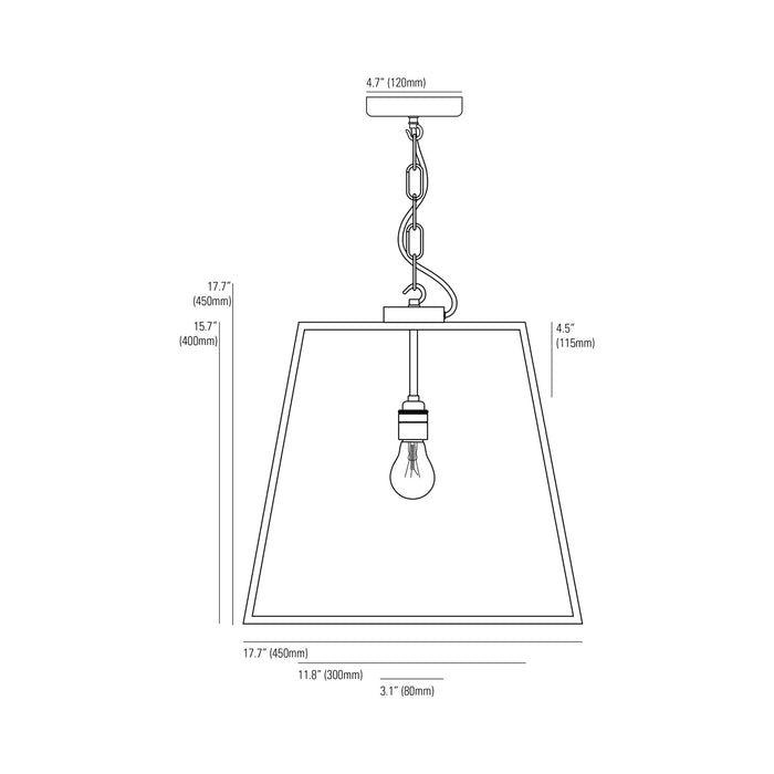 Quad Closed Top Pendant Light - line drawing.