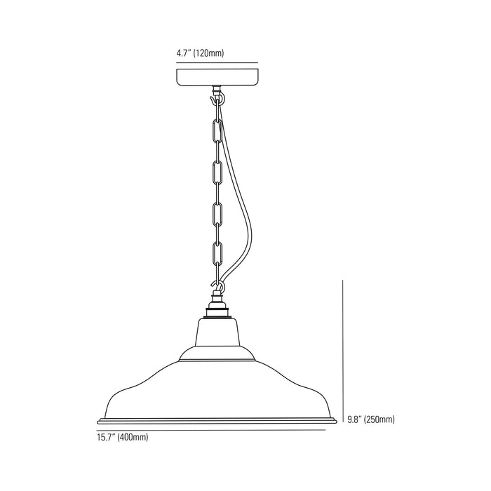 School 7200 Pendant Light - line drawing.