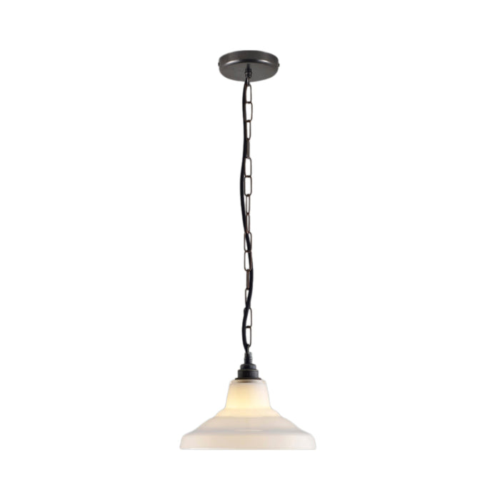 School Pendant Light in Opal/Weathered Brass (9.75-Inch).