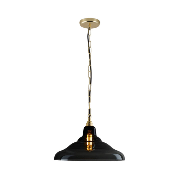 School Pendant Light in Anthracite/Brass (15.5-Inch).