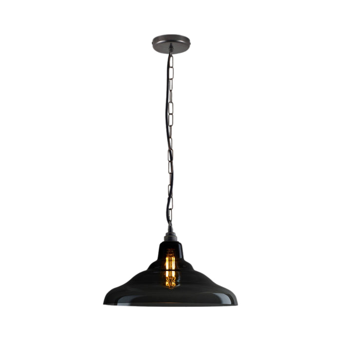 School Pendant Light in Anthracite/Weathered Brass (15.5-Inch).