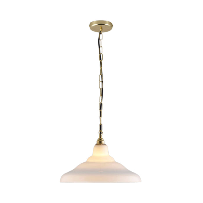 School Pendant Light in Opal/Brass (15.5-Inch).