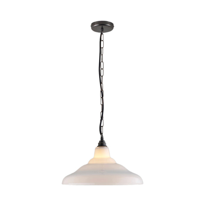 School Pendant Light in Opal/Weathered Brass (15.5-Inch).