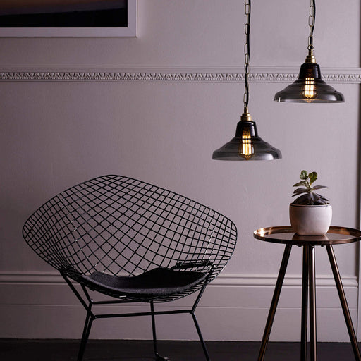 School Pendant Light in living room.