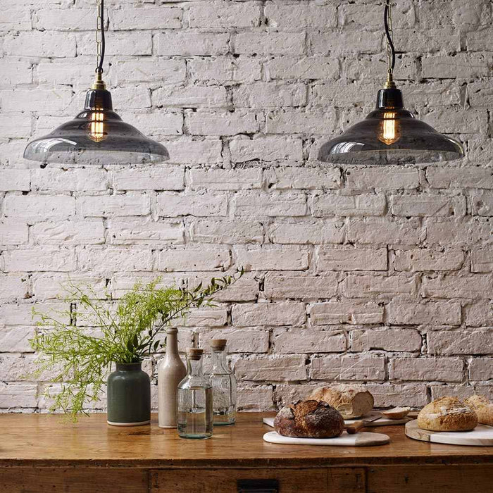 School Pendant Light in dining room.