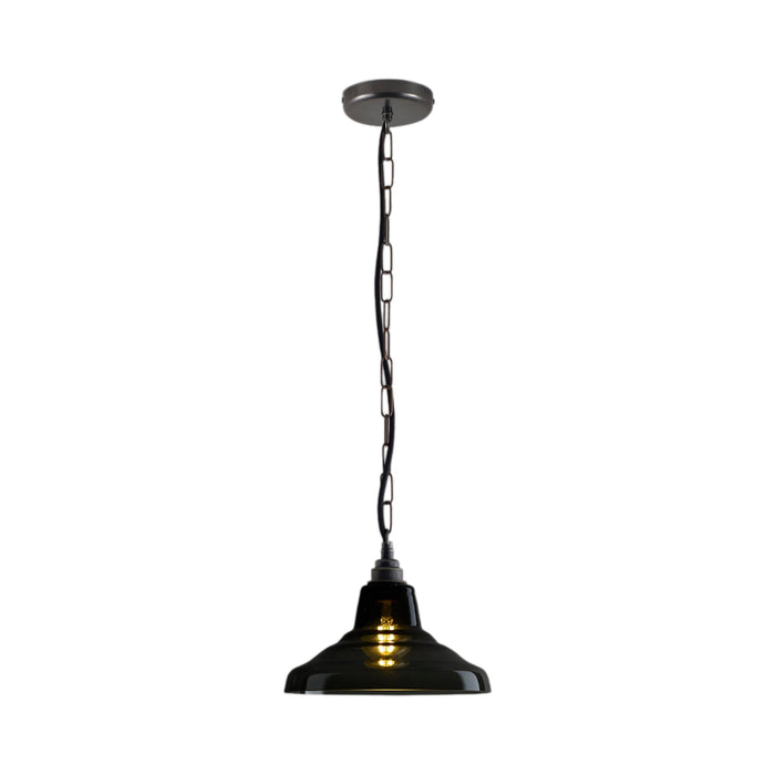 School Pendant Light in Anthracite/Weathered Brass (9.75-Inch).