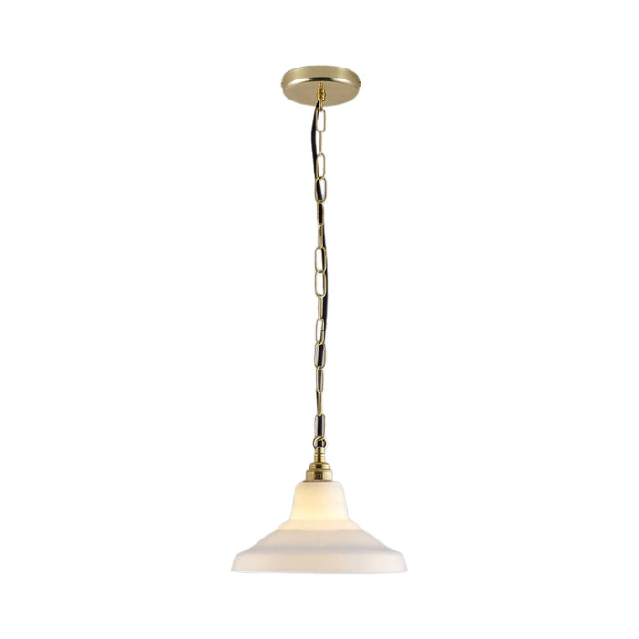 School Pendant Light in Opal/Brass (9.75-Inch).