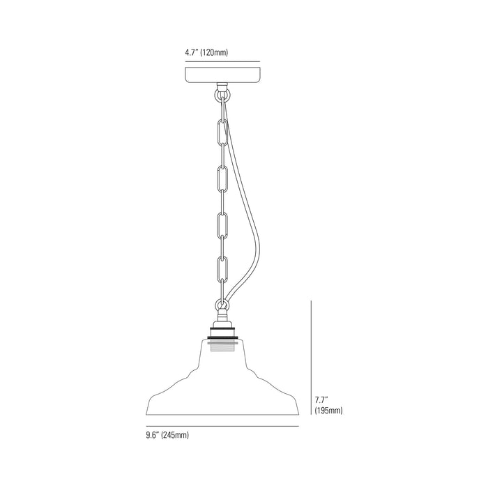 School Pendant Light - line drawing.