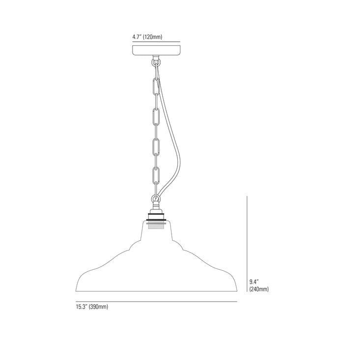 School Pendant Light - line drawing.