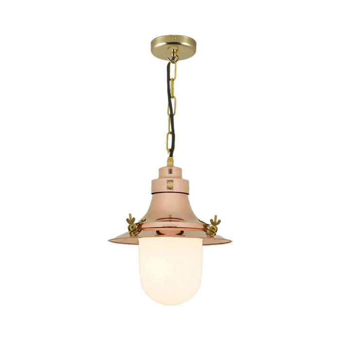 Ship's Deck Pendant Light in Polished Copper (Small/Opal Glass).