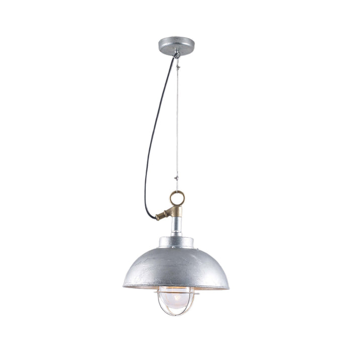 Shipyard Pendant Light in Galvanised Silver (Clear Glass).