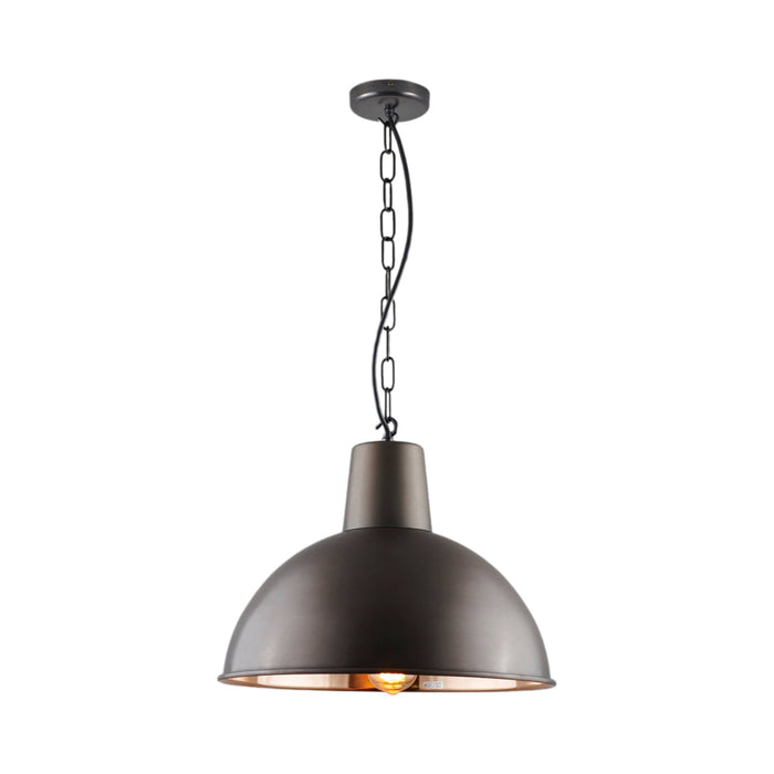 Spun Reflector Pendant Light in Weathered Copper/Polished Copper (Medium).