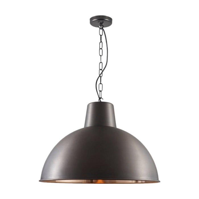 Spun Reflector Pendant Light in Weathered Copper/Polished Copper (Large).