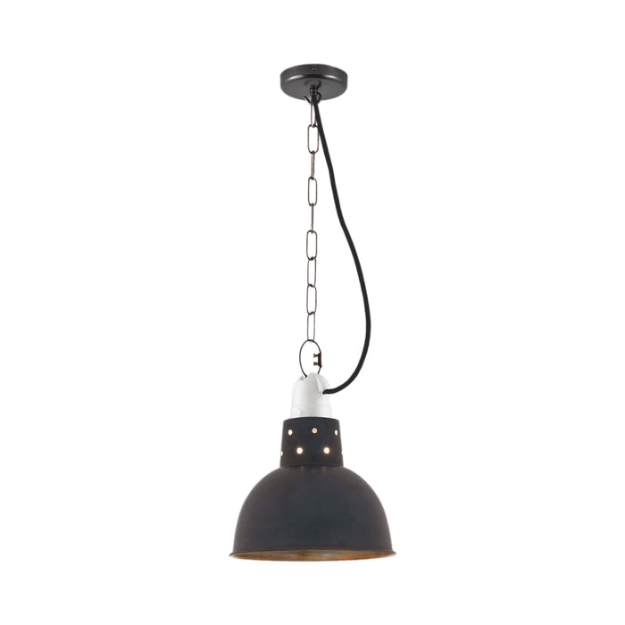 Spun Reflector Pendant Light with Suspension Lampholder in Weathered Copper.