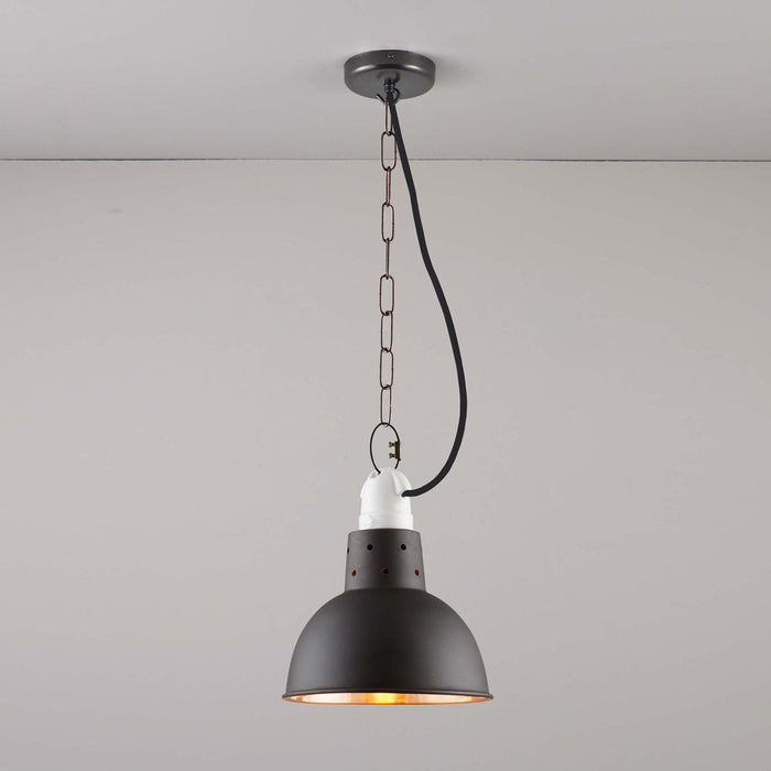 Spun Reflector Pendant Light with Suspension Lampholder in Detail.