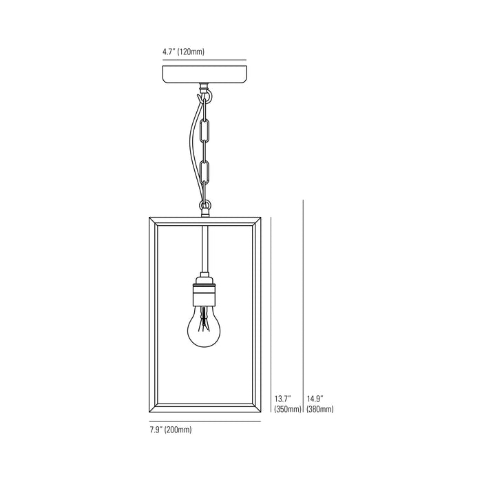 Square Pendant Light - line drawing.