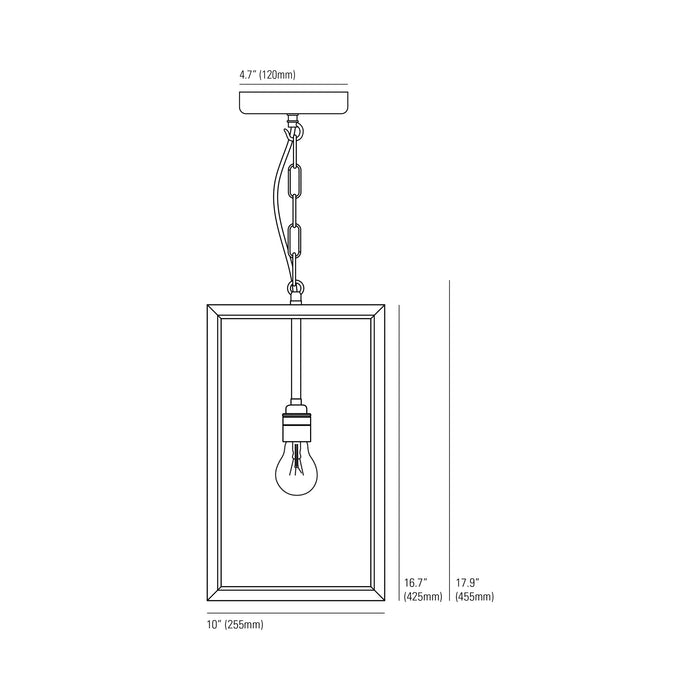 Square Pendant Light - line drawing.