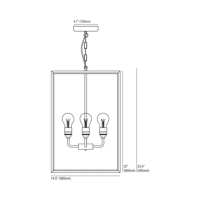 Square Pendant Light - line drawing.