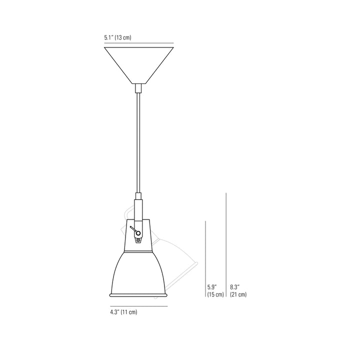 Stirrup Pendant Light - line drawing.