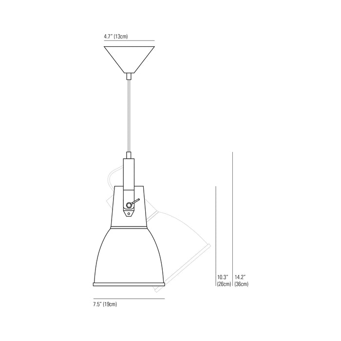 Stirrup Pendant Light - line drawing.