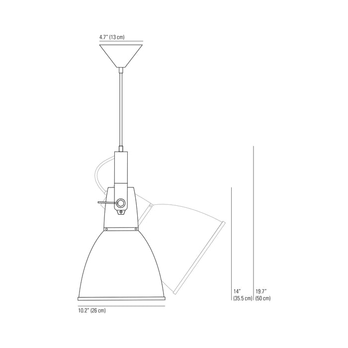 Stirrup Pendant Light - line drawing.