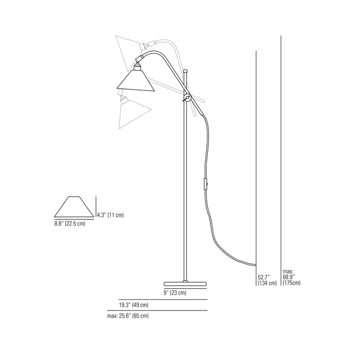 Task Ceramic Floor Lamp - line drawing.