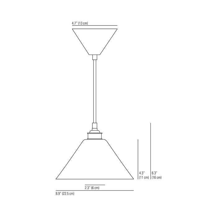 Task Ceramic Pendant Light - line drawing.