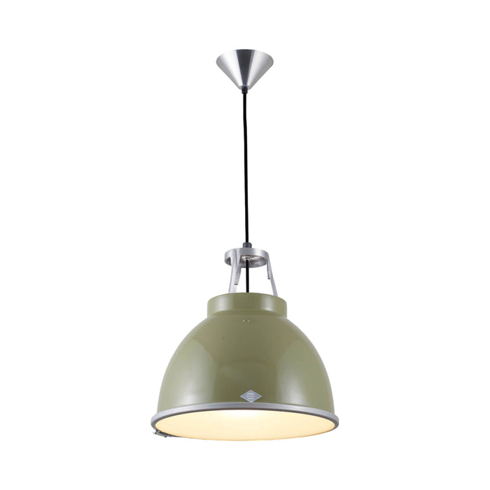 Titan Pendant Light in Olive Green (Small/Etched Glass).